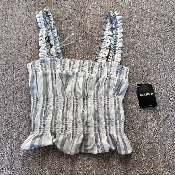Forever 21 Tops - NWT forever 21 cinched tank top blue and white